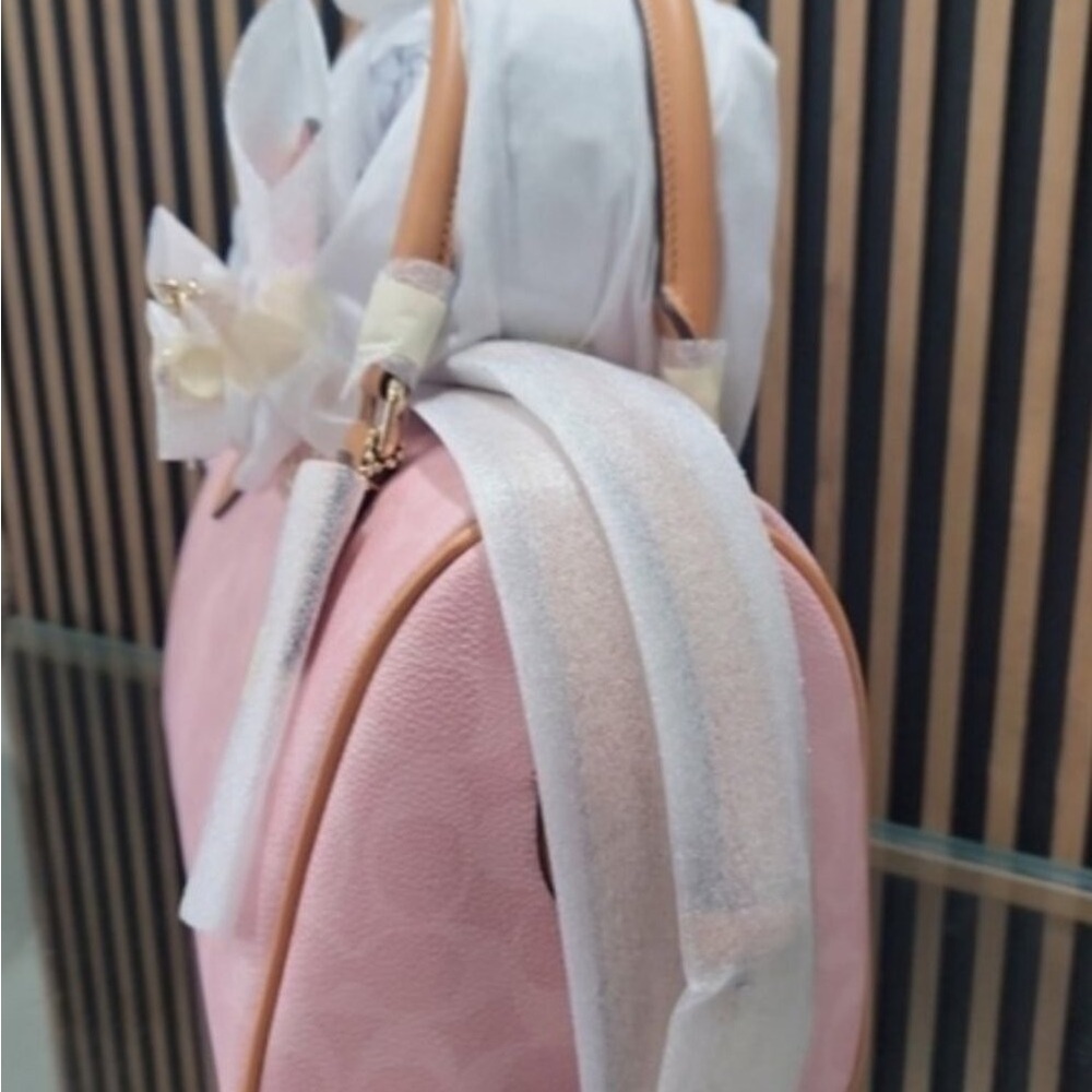 🌛Coach Medium Rowan Satchel In Signature Canvas Powder Pink With Charms - Picture 6 of 11